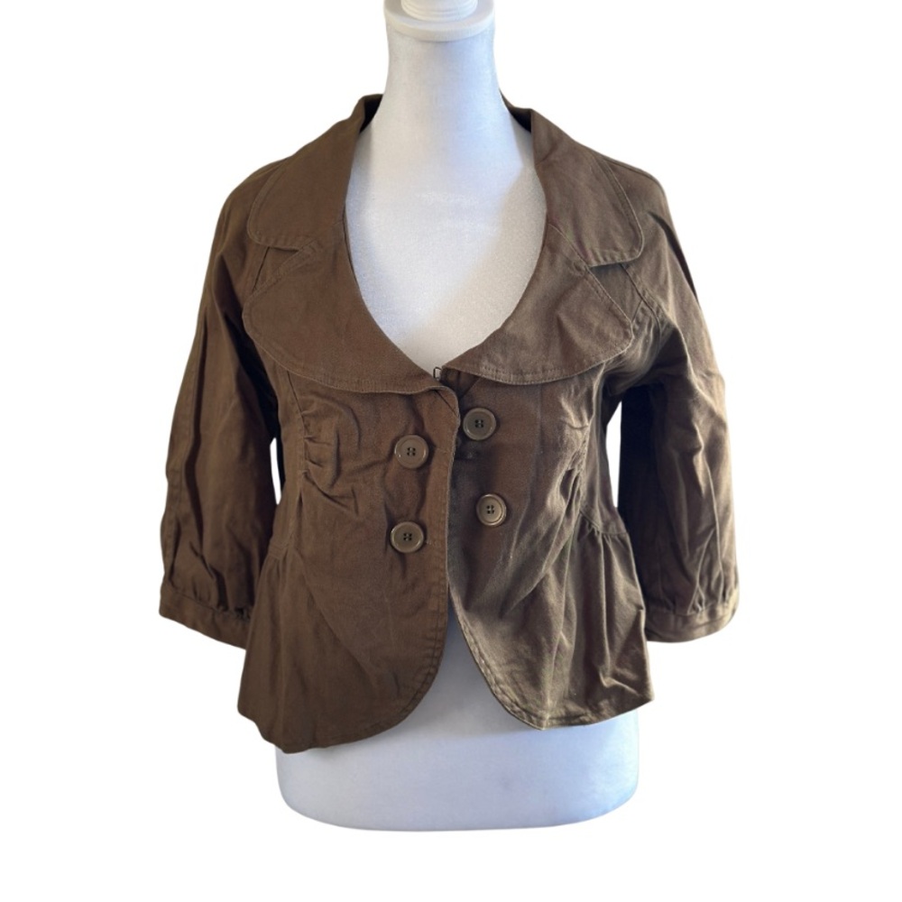 Jou Jou Brown Button Front Cropped Jacket
